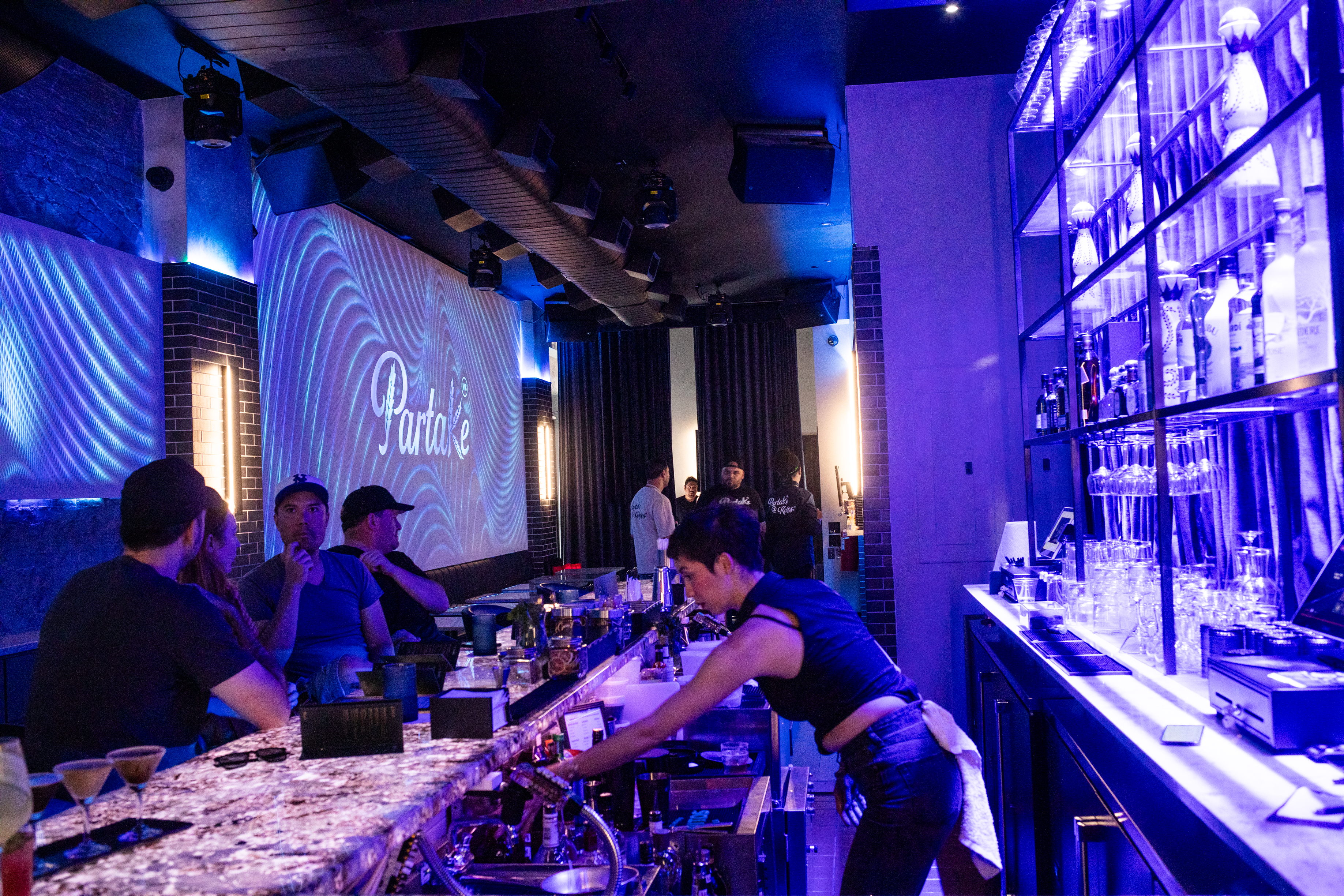 The main bar and lounge at Partake NYC